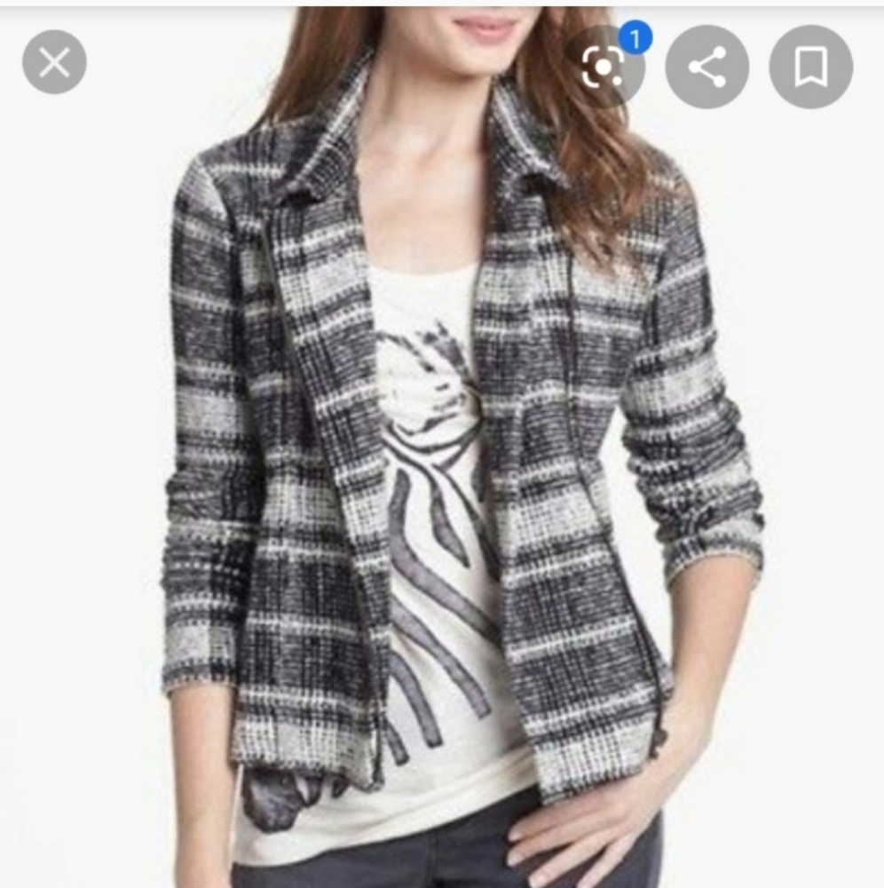 NWT Lucky Brand Harper Sweater Tweed Moto Jacket